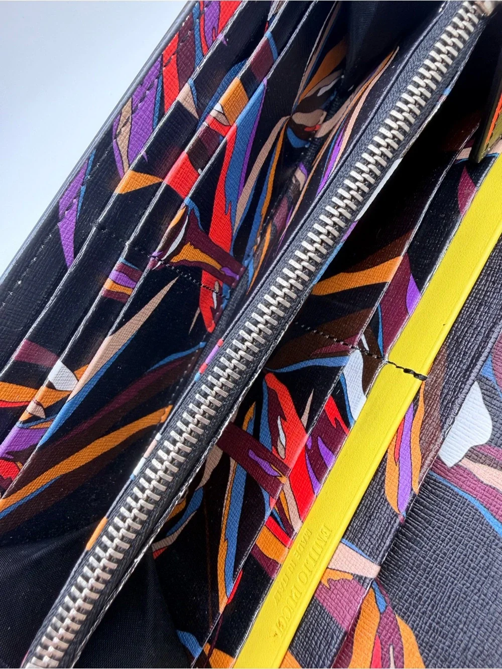 Emilio Pucci Yellow Leather Bird of Paradise Wallet with Logo